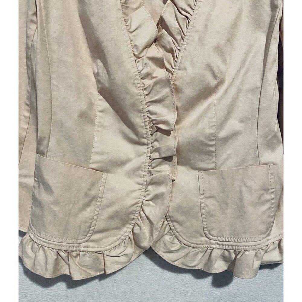 Talbots Jacket Womens 12 Dusty Pink Ruffle Collar Pockets 3/4 Sleeve Cottagecore - Picture 3 of 6